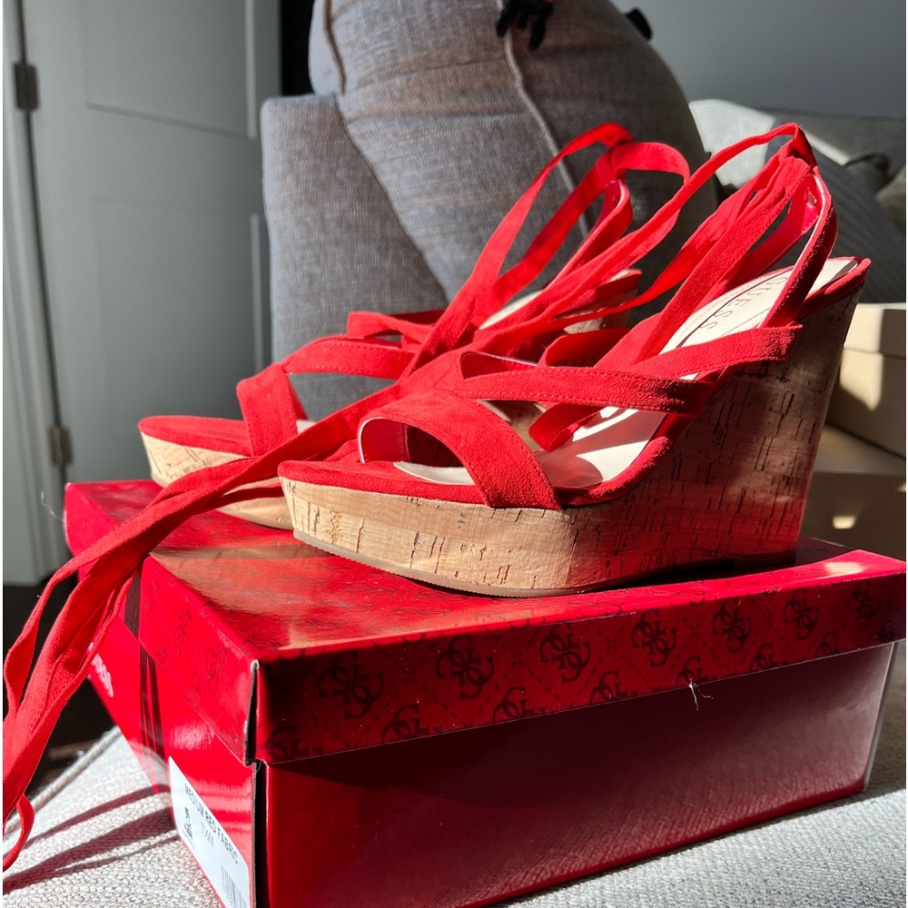 Guess lace up wedges